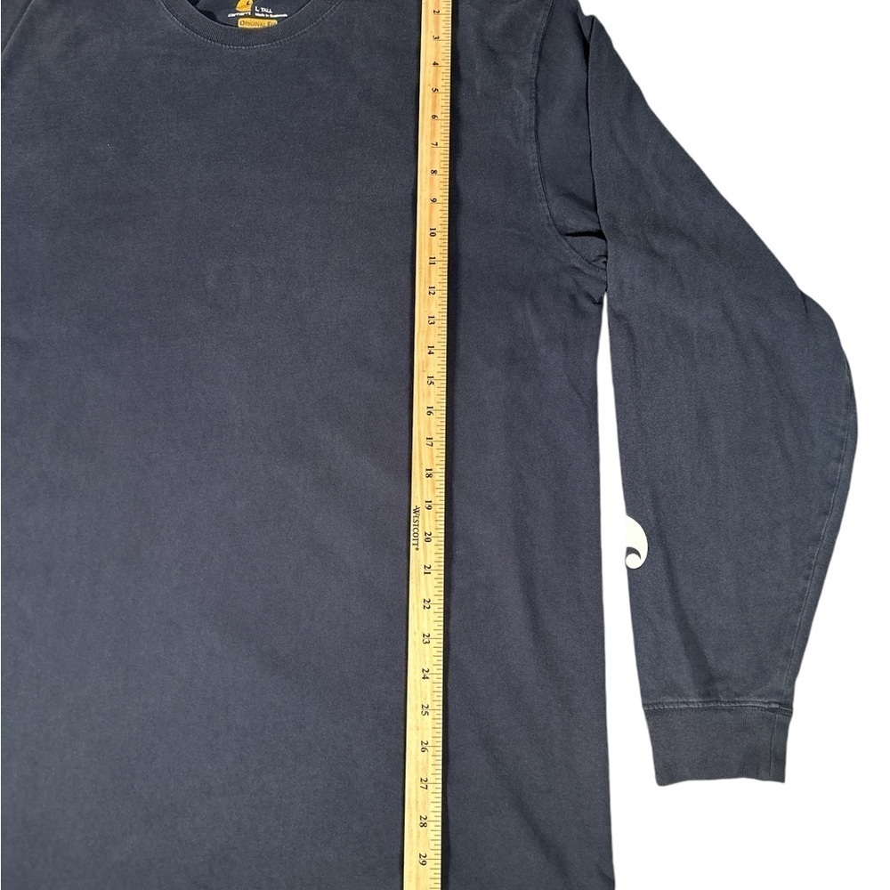 Carhartt Mens Large Long Sleeve Shirt Tall Black Workwear - Picture 3 of 5